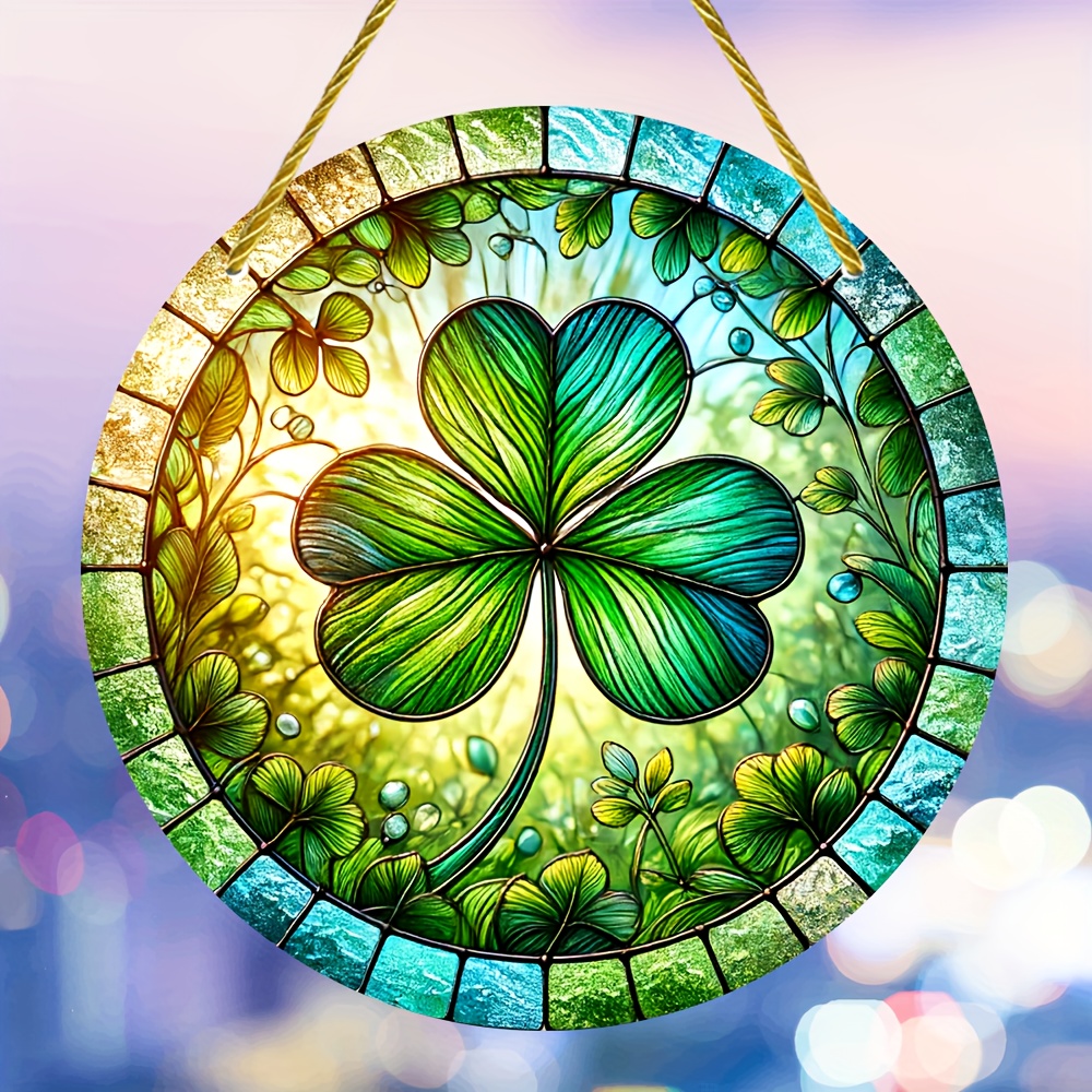 

Vibrant Clover Acrylic Sun - 6x6" Stained Glass-style Hanging Decor For Windows, Walls & Gardens | Ideal For Home, Porch, Or Yard | Perfect Housewarming Or Holiday Gift