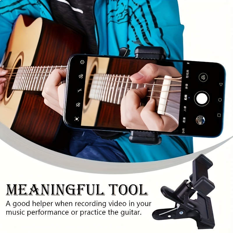 

360-degree Rotating Guitar Phone Mount - Clip Holder For Live Streaming, Recording & Video Calls