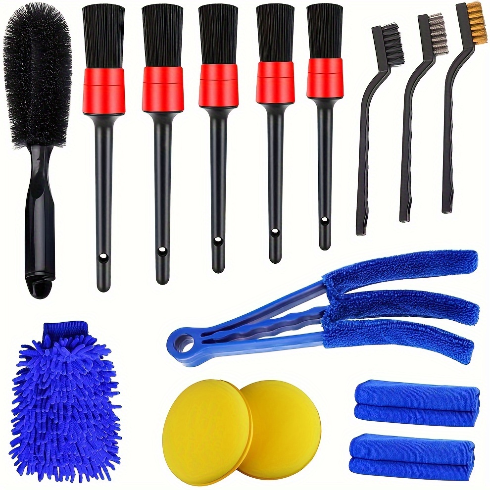 

15pcs Car Detailing Brush Set For And Crevice Cleaning, Fiber Material