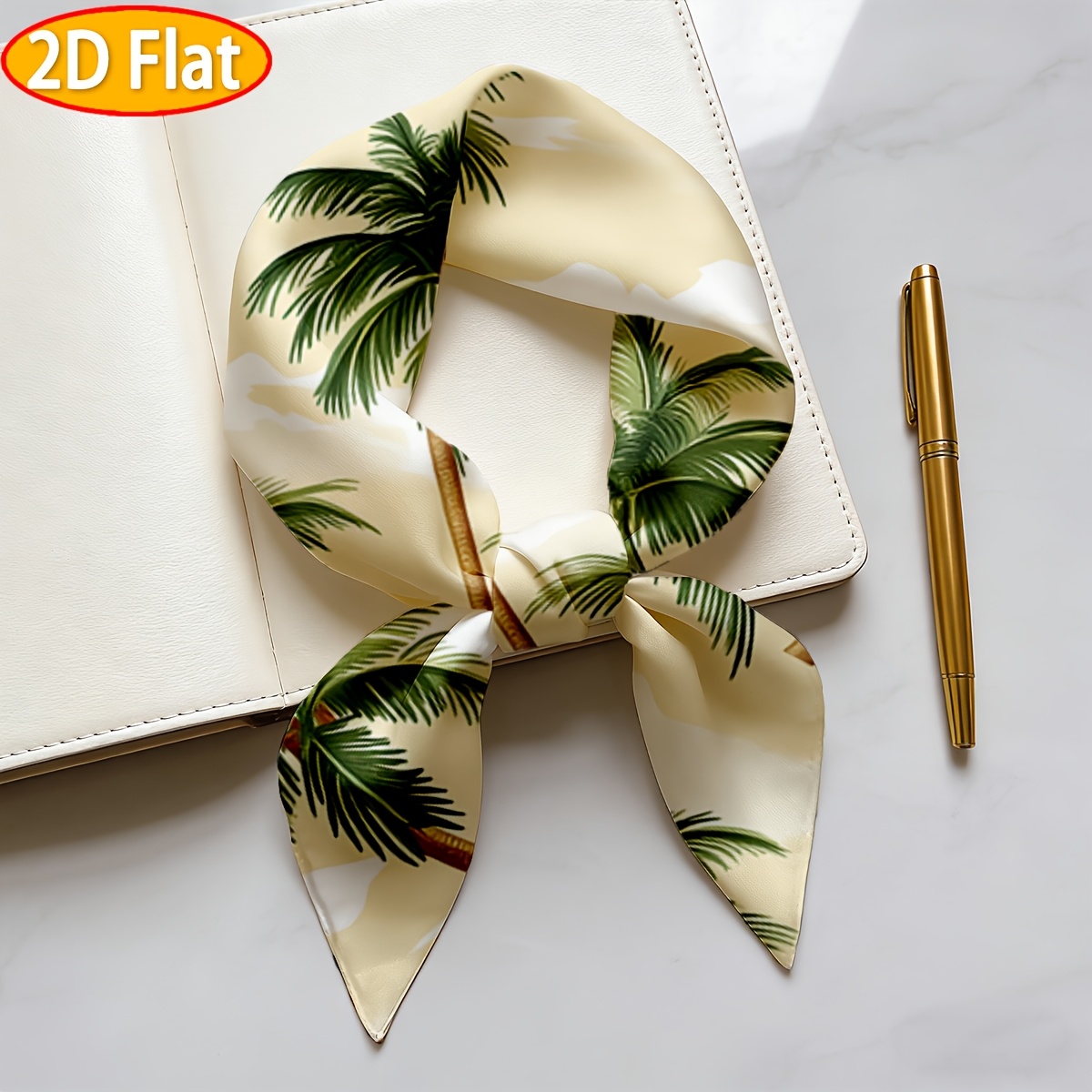 TEMU Foulard 2D plat, 1 pièce, Foulard pour femme, Motif Palmier Coco, Foulard carré décoratif, Idéal pour la randonnée, le vélo, Coupe-vent