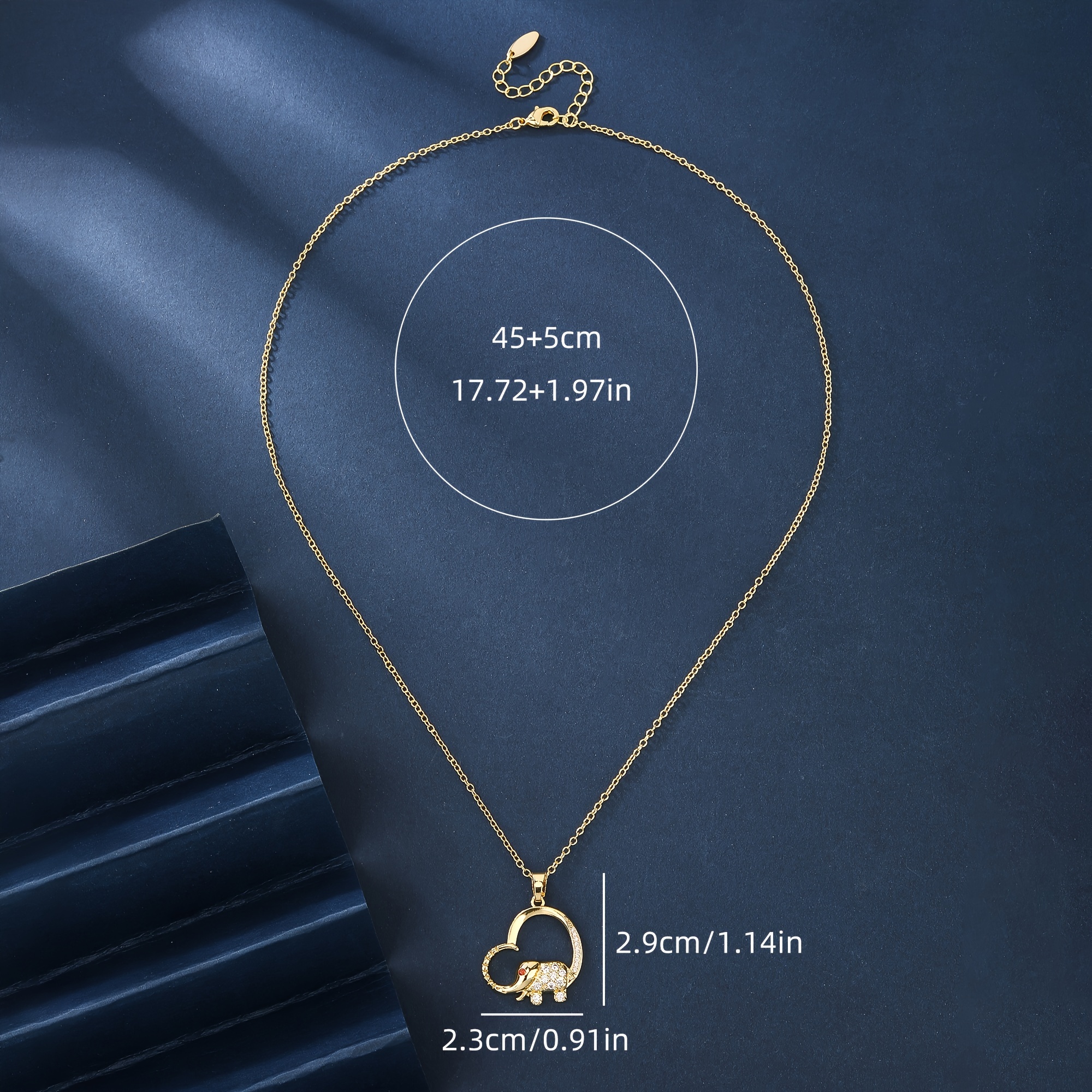 An Elegantly Designed Heart-shaped Elephant Pendant Necklace, A Charm Elephant Pendant Necklace, Adjustable Animal-themed Jewelry, Versatile Chain [golden]