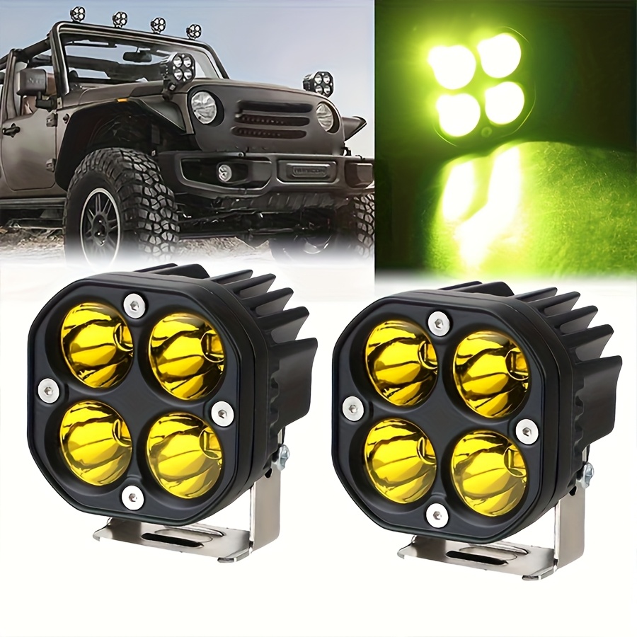 TEMU 2pcs Led Work Lights For Wrangler Off-road 4x4 Car Atv Utv Boat Bulb Light Bar Amber 80w High 8000lm