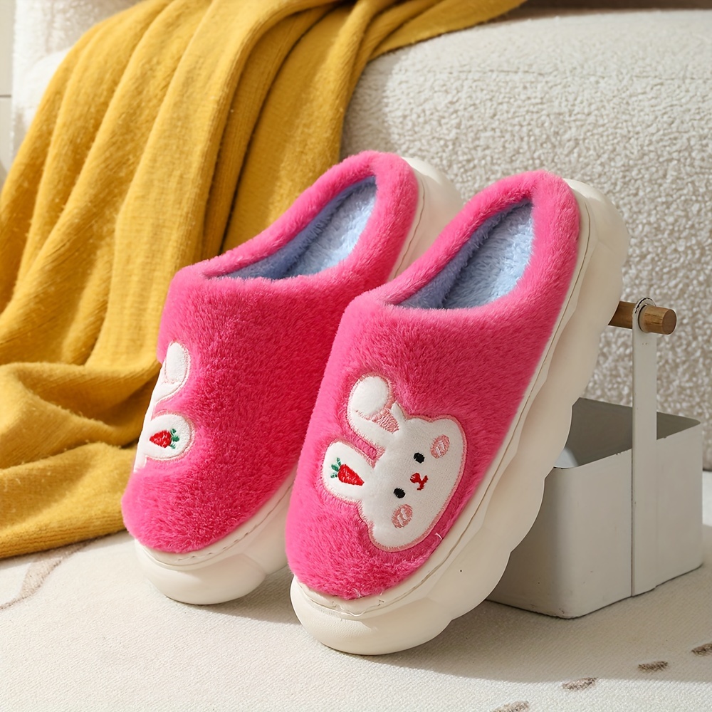 TEMU Whimsical Rabbit Slippers For Women - -, Thick, And Pvc , For Cold , Lounging, And