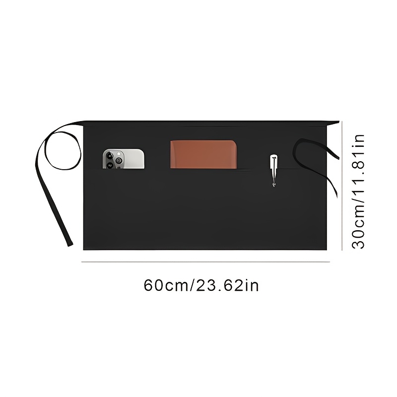 E-shop 1 Stück Personalisierte Schürze mit Name/Text/Logo – Robuste Kurzschürze mit 3 Halbtaillen-Schnitt, Unisex Schwarz – Ideal für , Kellner,