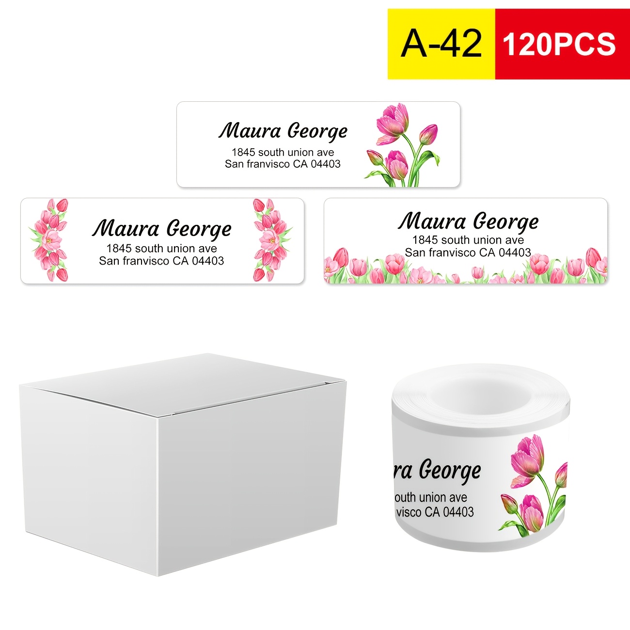 TEMU [60/120/240pcs Custom Floral Address Labels] Customized Products] Floral Color Pattern - Custom Address Labels Personalized Address Labels -