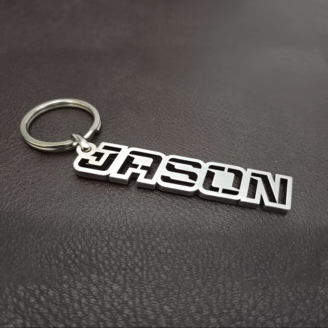 

Personalized Stainless Steel Keychain, Custom Engraved Name Pendant, Elegant Fashion Accessory, Hand Washable, Non-braided, Men's Jewelry