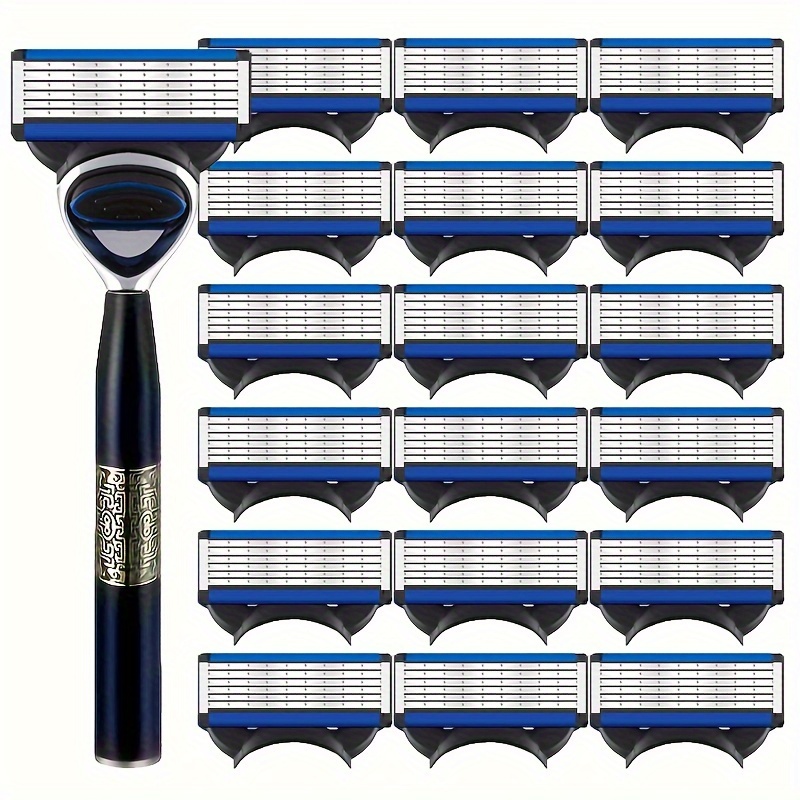

barber-grade" Ultra-smooth 6-layer Manual Razor For Men - High-quality, Precision Shaving With Built-in Lubrication Strip, Metal Handle, Ideal For Beard & Mustache Removal