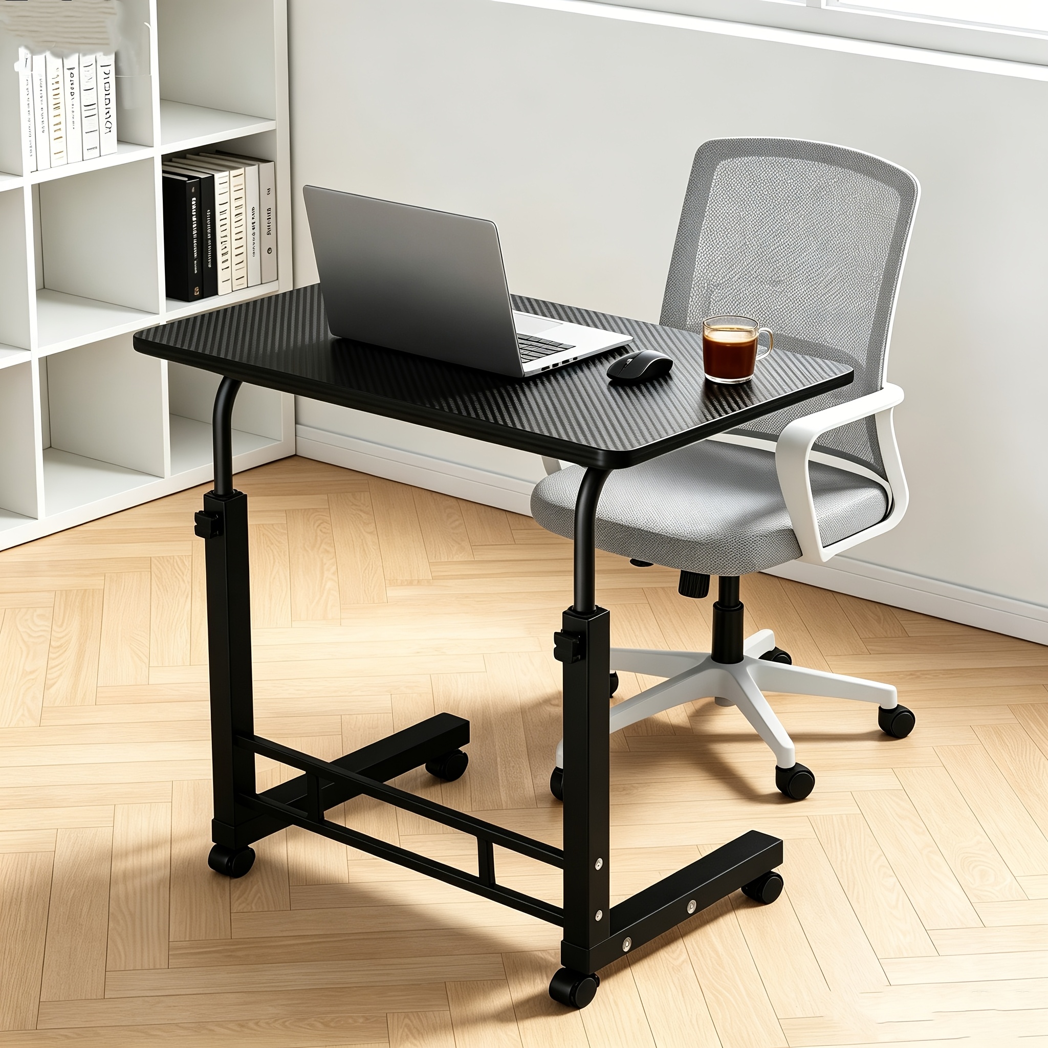 TEMU Minimalist Modern Rolling Lift Office Table, Large Storage & Adjustable Height, Multi-use For Home Office, Study & Gaming