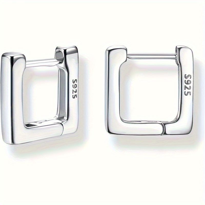 

Chic 925 Sterling Silvery Huggie Hoop Earrings For Women - Hypoallergenic, Geometric Designs With Triangle, Heart, Star & Oval Shapes - Perfect Gift For Her