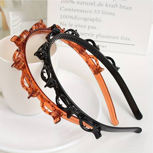 half bangs hairstyle hairpin headband professional woven bangs clip toothed headband weaving tool fashionable hair additions for women and