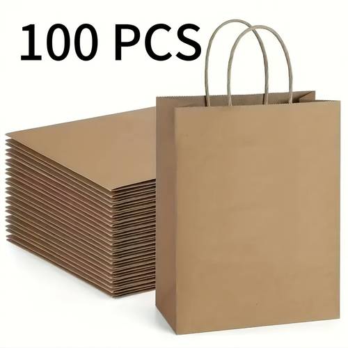 25 75 100 300pcs paper bags with handles reusable kitchen storage paper bags small business retail bag birthday party gift bag packaging graduation gifts wrapping color in white