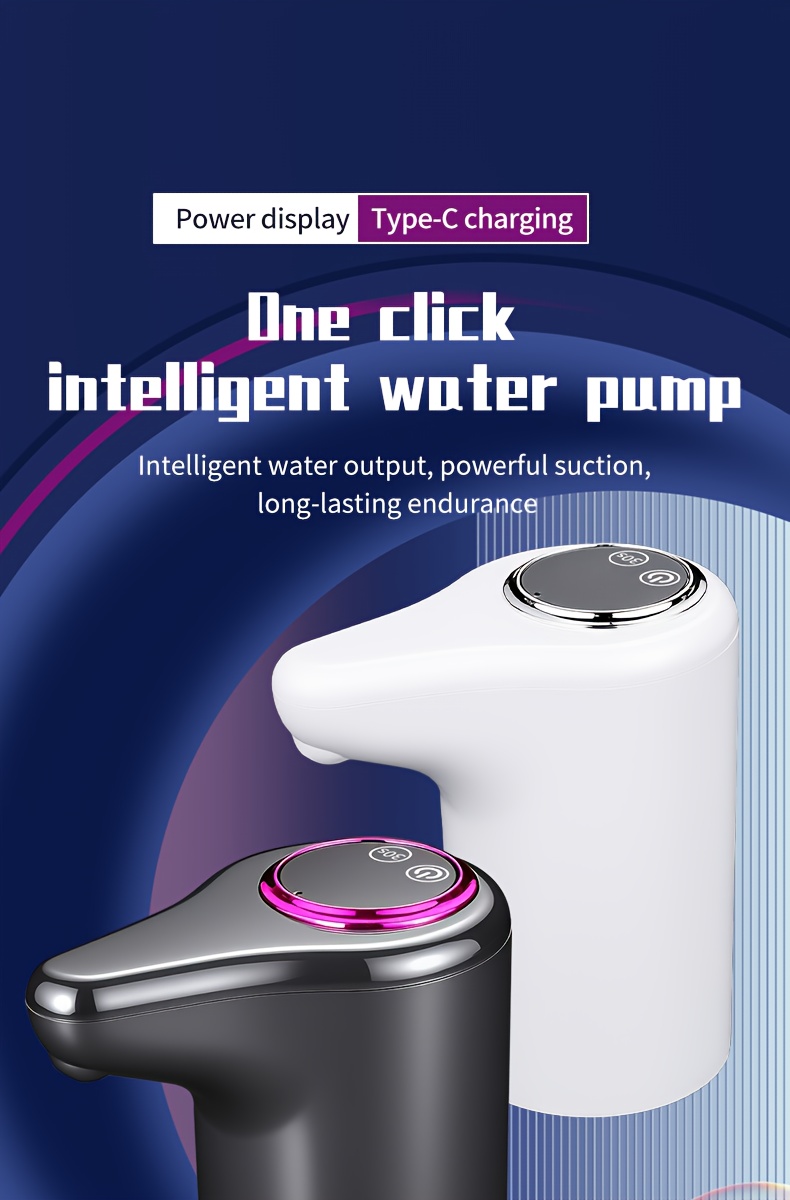 1pc water pump in bucket packaging suitable for 2 3 4 5 gallon water bottles lcd battery display portable usb rechargeable electric water pump drinking water bottle pump suitable for office camping Product details 0