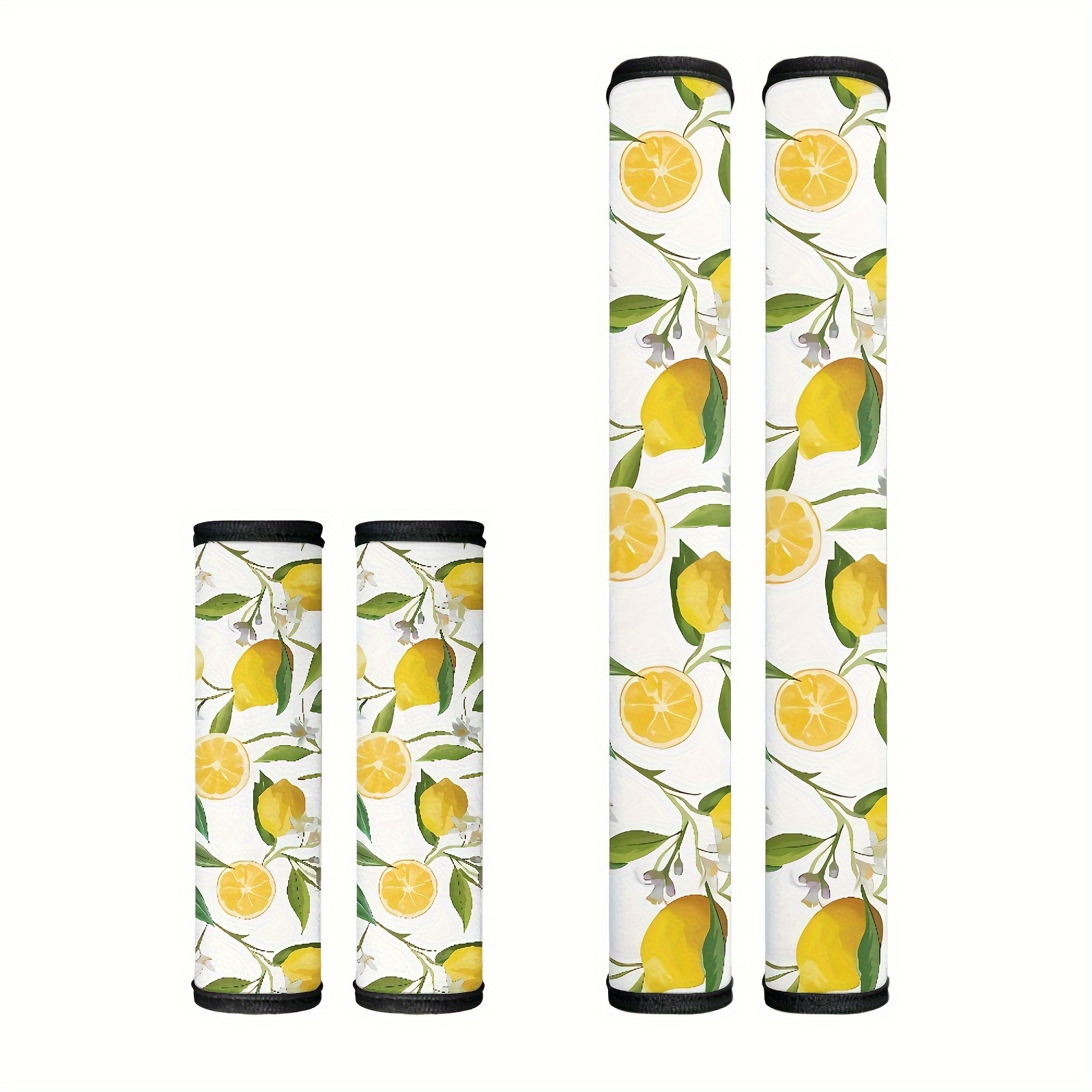 

4-pack Lemon Pattern Kitchen Appliance Handle Covers - Oil-resistant, Easy-clean Polyester - Fits Microwave, Dishwasher, Fridge & Luggage - All-season Home Decor