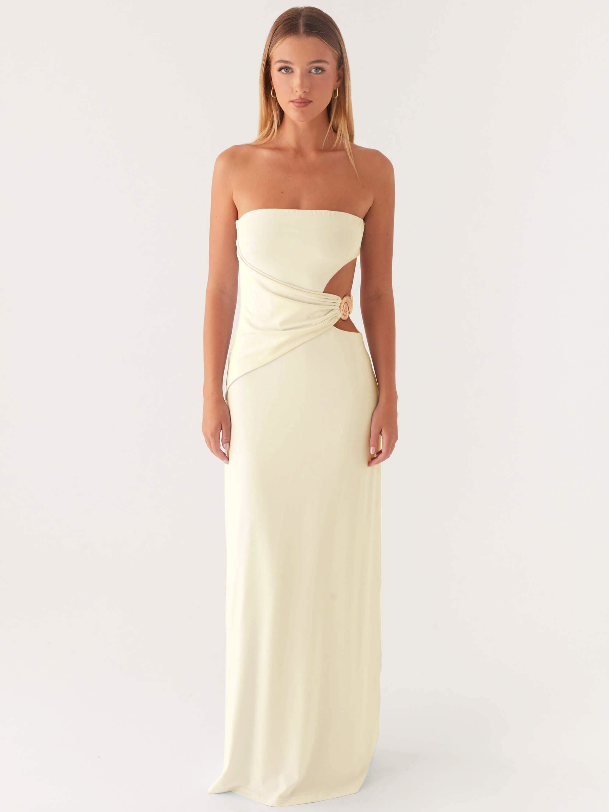 new women's strapless back smocked waist maxi dress, summer casual party  fit long flowy dress with elasticated design, elegant tube dress - women's  clothing - Temu