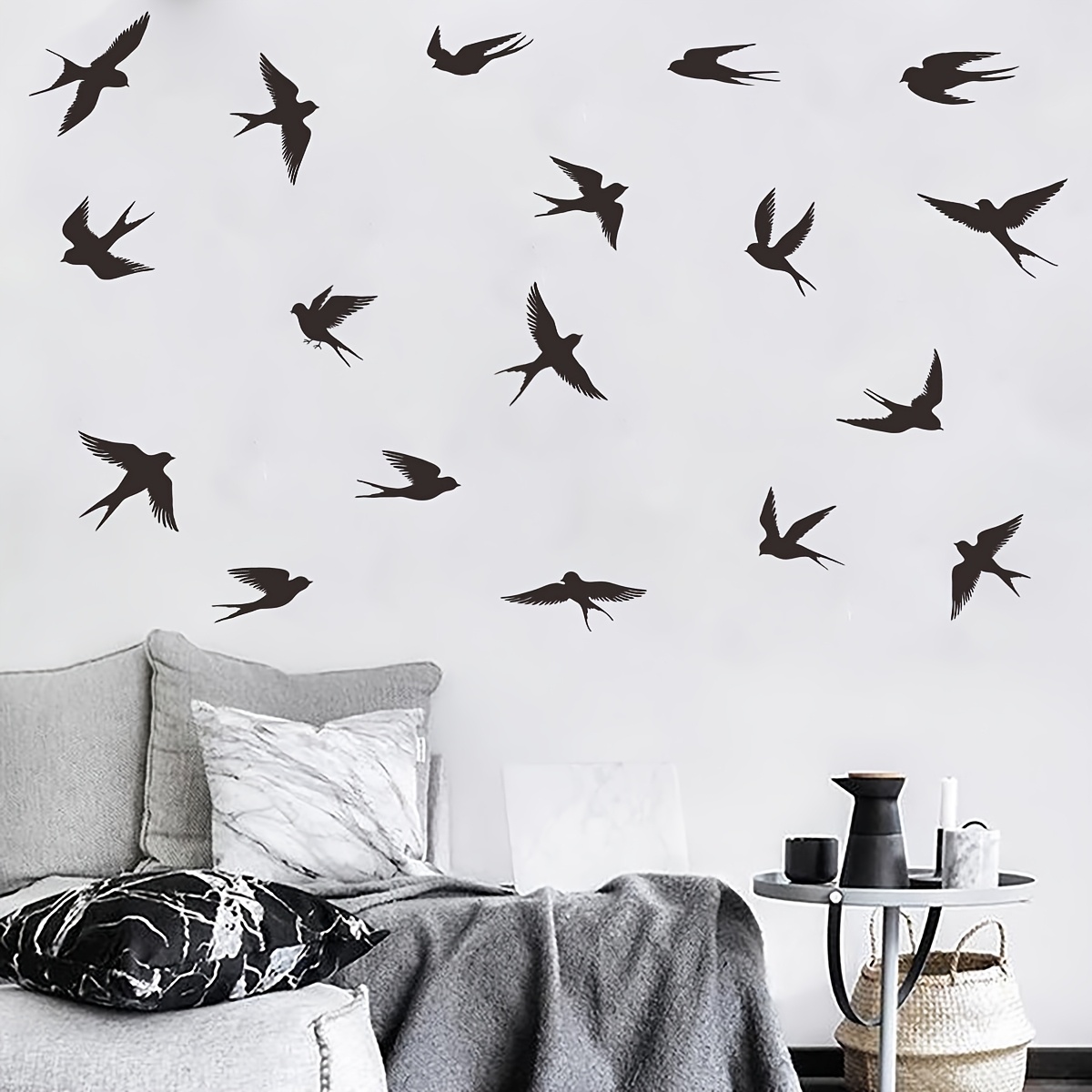 1pc Swallow Silhouette Wall Sticker For Living Room And Bedroom, Self-adhesive Flying Bird Wall Decor