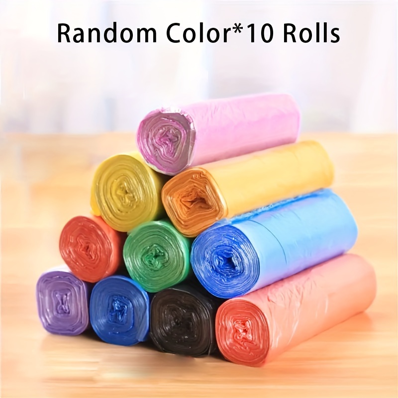 TEMU 10 Rolls/200 Pcs, Disposable Thin Trash Bags, Pouch Storage Small Garbage Bags, Colorful Home & Outdoor Waste Bin Liners, Leak-proof, For Car, Office, Pet Waste