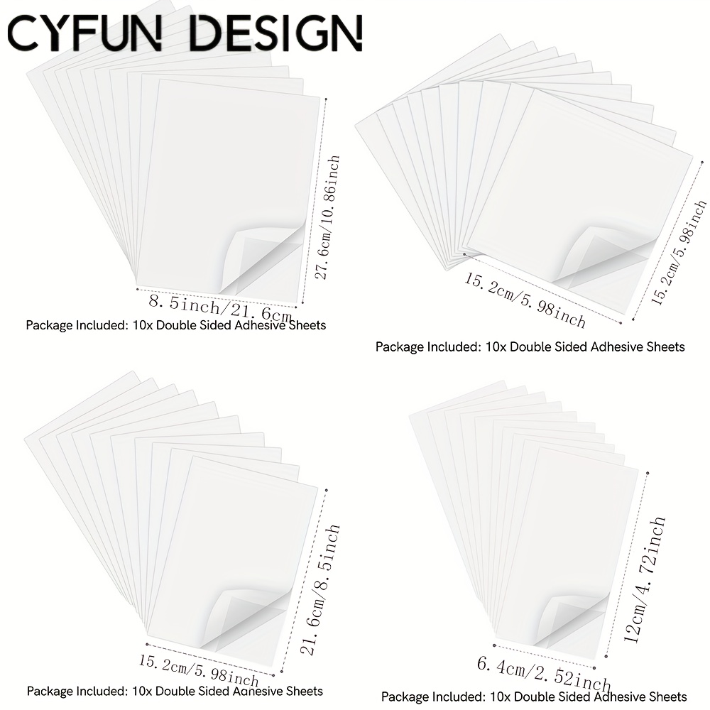 40pcs/pack Cuttable Clear Double Sided Adhesive Sheets For Pop Cards Making Scrapbooking Crafts Supplies, School, And Office - Sticky Tape Sheets