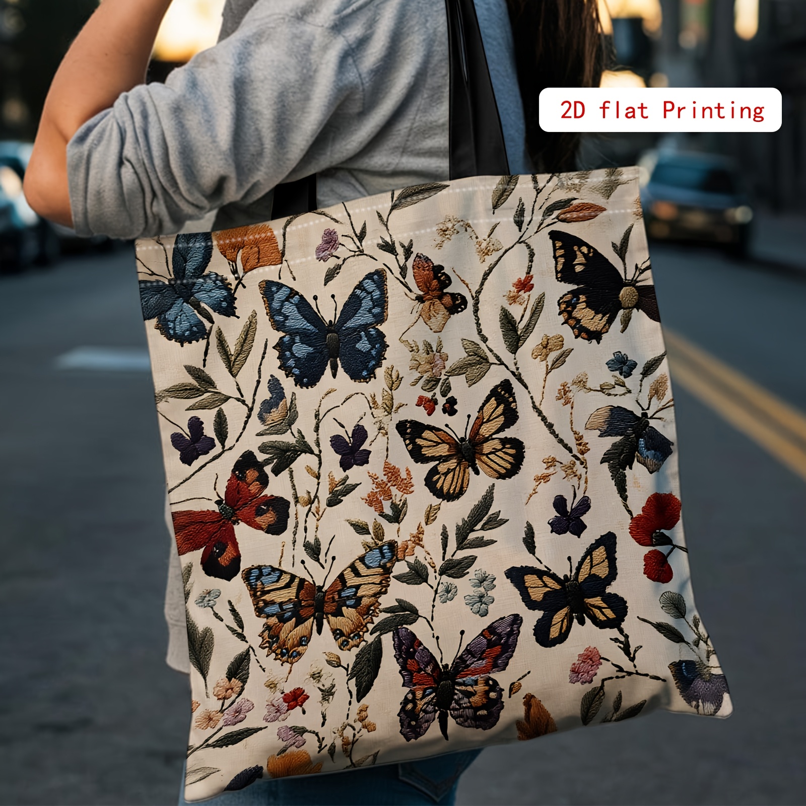 TEMU A Vibrant Large-capacity Shoulder Bag, A 2d Printed Tote, Stylish For Women, Suitable For Various Occasions As A Reusable Bag, School, Work,