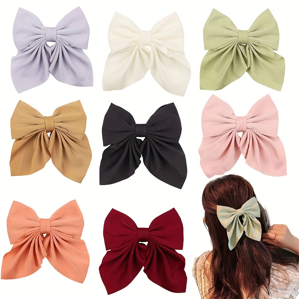 

[customer ] , Elegant 4pcs Bow Hair Clip Set For Women - Solid Color, Cute & Chic Ponytail Holders