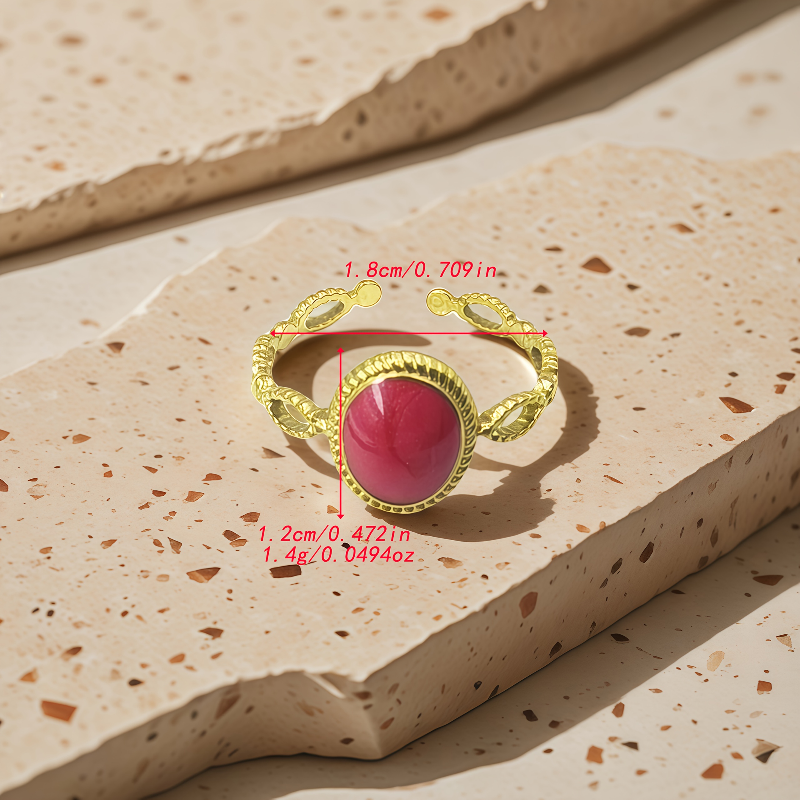 Trendy Hollow Oval Enamel Drip Glaze Stainless Steel Ring