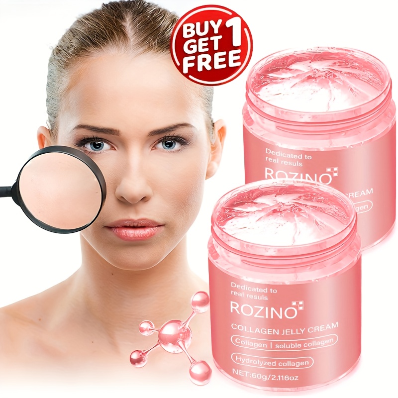 2pcs   firm collagen jelly cream,   lift cream, moisturiz, contains collagen/niacinamide, look reduced   wrinkles  ,   face light beige aging loose   signs, face cream, all light beige types skincare 0
