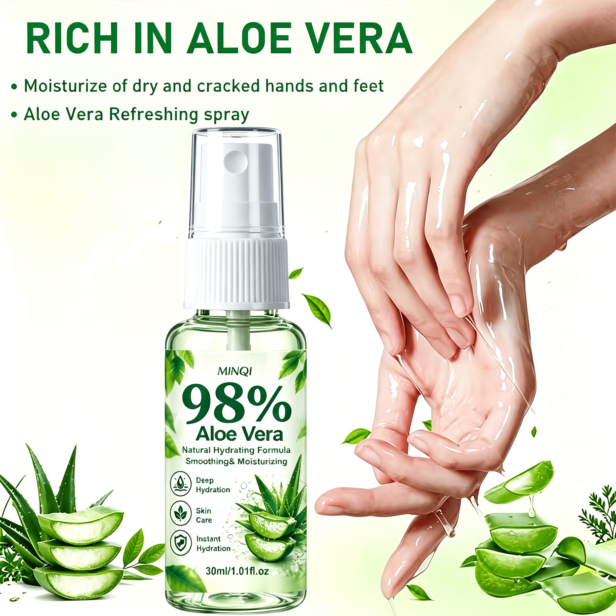 Fast-Absorbing 98% Aloe Vera Hand and Foot Moisturizing Spray