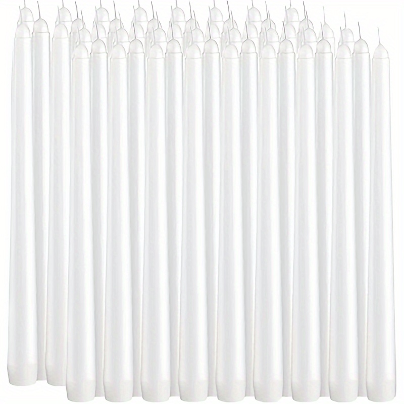 Image of 20-pack White Taper Candles, 10-inch (h) , Unscented Wedding Dinner Candles, Smokeless Taper Candles, Paraffin Wax With Wicks, Approximately 7- , Mother's Day Gift. Fall Candle