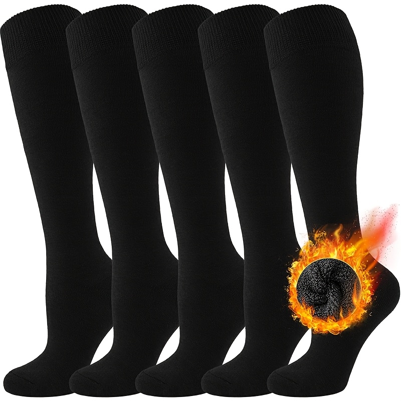 

3 Pairs Of Warm Thick Knee High Socks For Women And Men, Suitable For Hiking, Working, Training