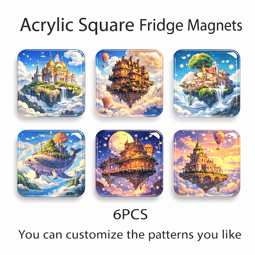 TEMU 6pcs Custom Photo/text Picture Acrylic Fridge Magnets Suitable For Home Office Decoration, Photo Frames For Refrigerator Magnets With Your Own