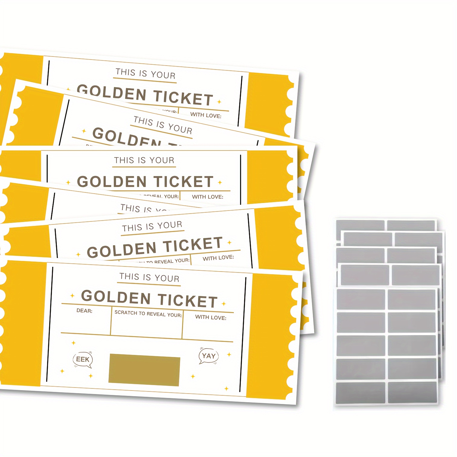 

12-piece Golden Ticket Scratch Cards - Perfect For Diy Holiday Surprise Gifts, Suitable For Anyone Temu Gift Cards