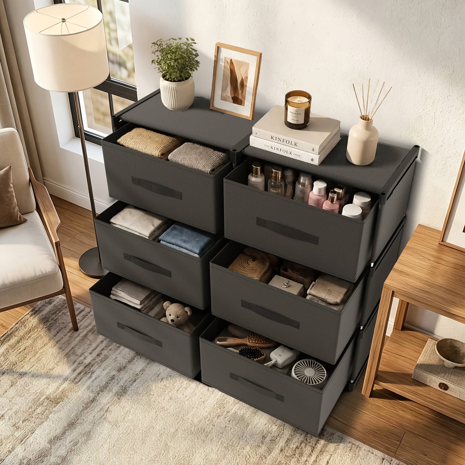 TEMU Armadio portaoggetti a 6 cassetti, mobile contenitore per la casa, mobile decorativo, armadio portabiti, mobile contenitore a cassetti, armadio