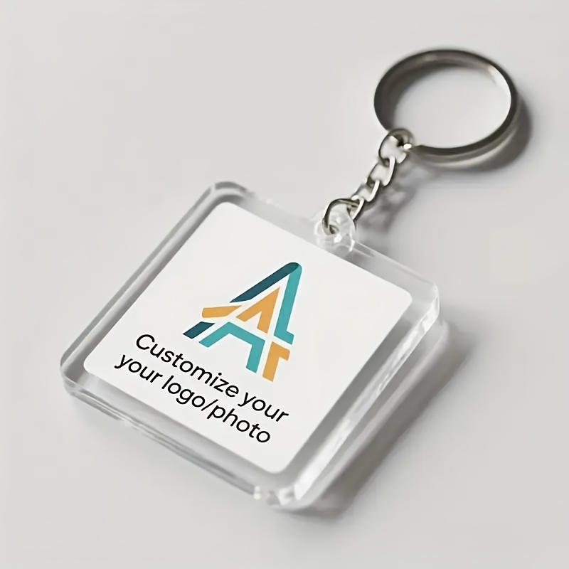 TEMU Porte-clés en acrylique personnalisés avec photos/textes personnalisés - Codes QR et logo/photo personnalisés, surface durable, compatibles avec