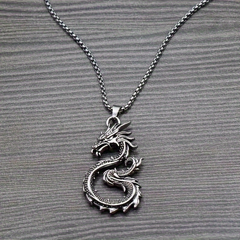 Boys' Fashion Creative Dragon Pendant Necklace, Boys' Jewelry Decoration Additions, Holiday Birthday Party Gifts
