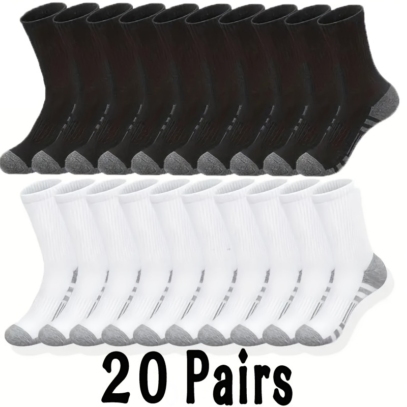 10 Or 20 Or 30 Pairs Of Men's Fashion Crew Socks, Comfy Breathable Thin Sport Socks For All Seasons Wearing