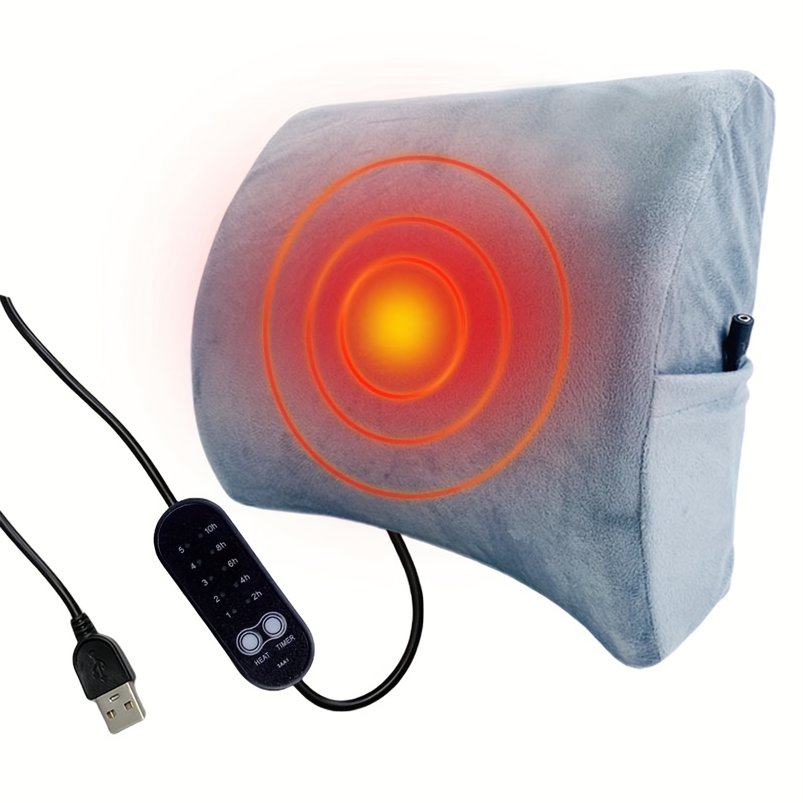 ergonomic usb powered lumbar support pillow with memory foam 5 heat levels timer settings breathable polyester cover for office chair Product details 1