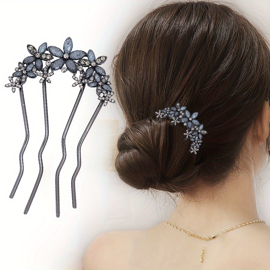 

Elegant Blue Floral Hairpins, Vintage Style, Iron Material, New Chinese Hair Accessories For Pretty Hairstyles