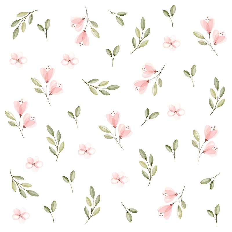 

4 Sheets/set, Spring Pink Floral And Green Stickers, Self-adhesive Removable Floral Vinyl Stickers, Green Stickers, Suitable For Living Rooms, Bedrooms, Kitchens, Beautifying Home Decorations