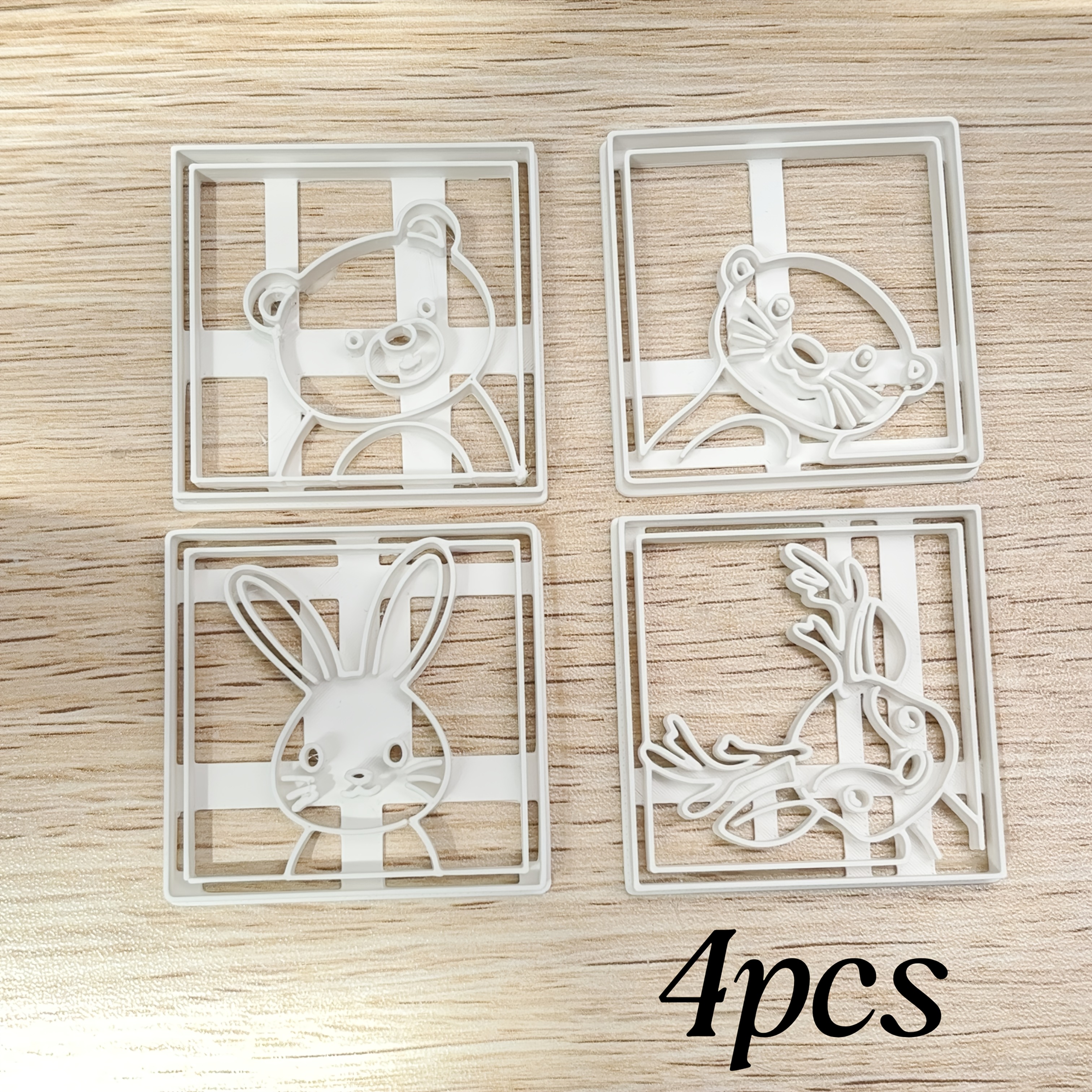 TEMU Square Animal Polymer Clay Cutters Set Bunny Bear Deer Otter, Pla Clay Earring Stud Stamps & Jewelry Making Kit, Diy Mould Tools For Christmas