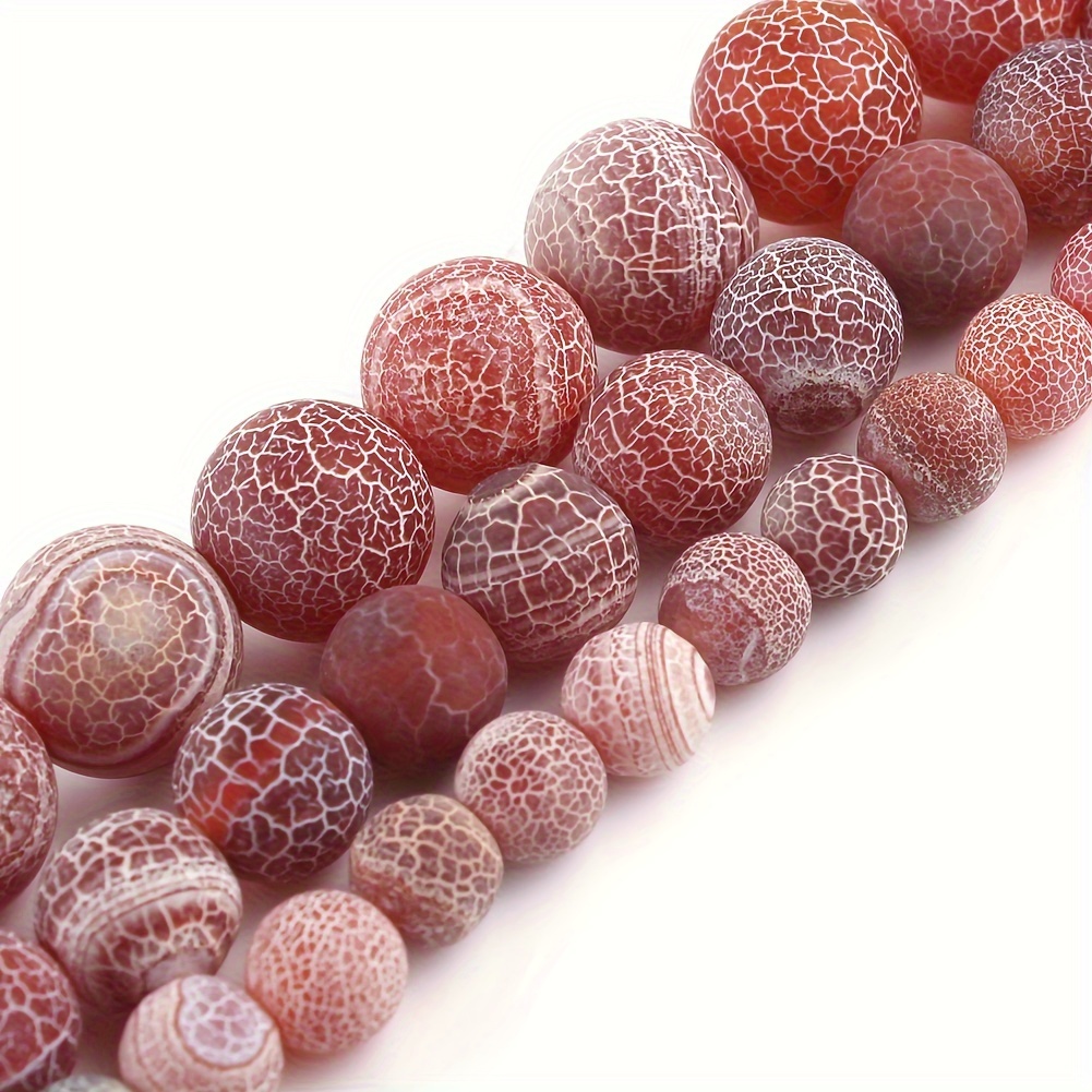 

Red Crackled Stone 91/61/46/36pcs For Jewelry Making Diy Unique Bracelets Beaded Craft Supplies 4-10mm