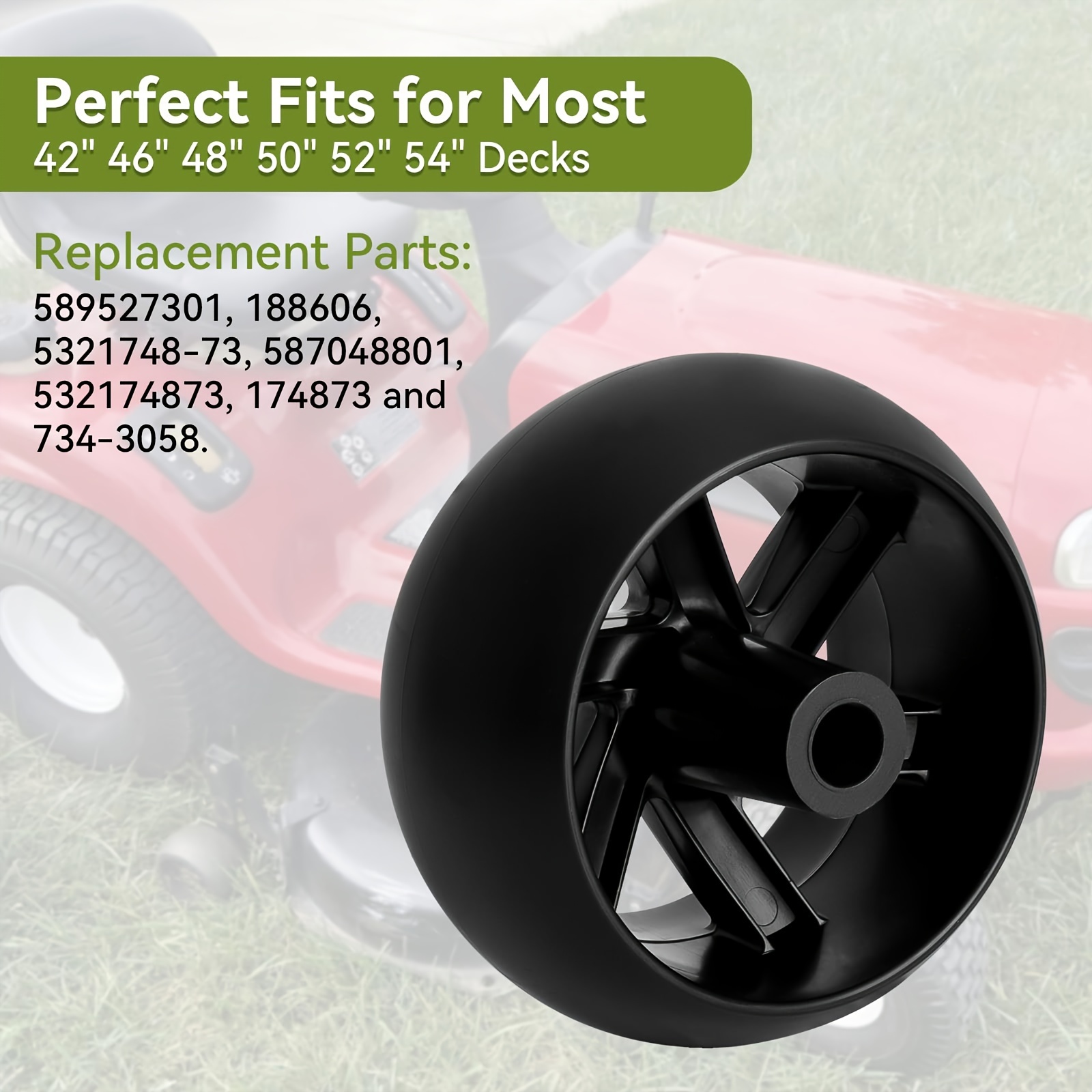 ALL-CARB 6 Pack Mower Deck Wheels Replacement For Husqvarna 532174873 589527301 Replacement For Craftsman Mtd Ayp Sears 174873 With Hardware Kit
