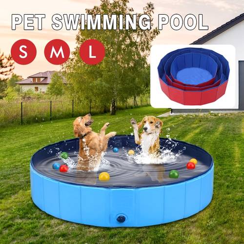 haustier-badewanne, hunde-badewanne, in mehreren größen erhältlich, aus verdicktem pvc-material, faltbar, mit rutschfester beschichtung, mit ablassstopfen für bequemen schnellen wasserablauf, haustier-badezubehör