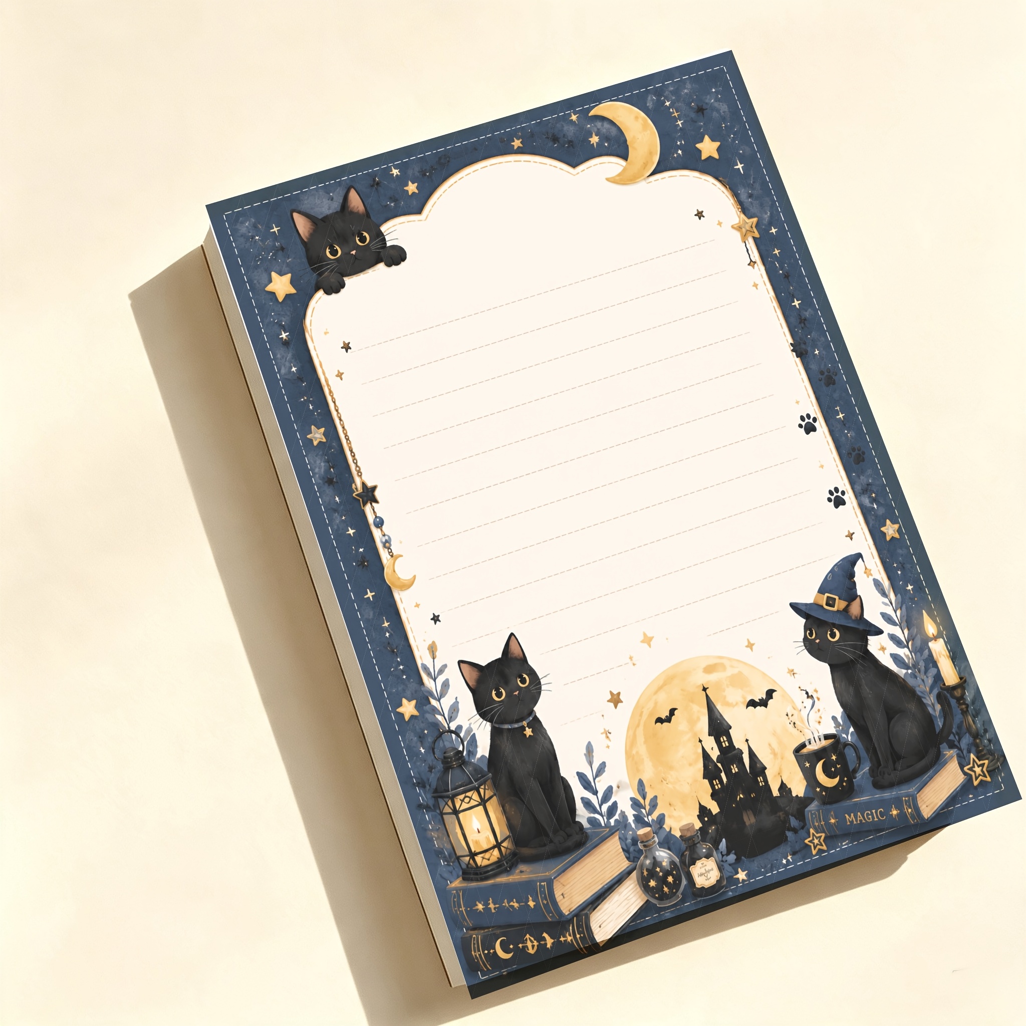 TEMU Bloc-notes Sorcière Non Collant (50 Feuilles), Cahier à Dark Academia, Bloc-à-Dessus Non Adhésif à Détacher, Papier à Écrire Magique Gothique