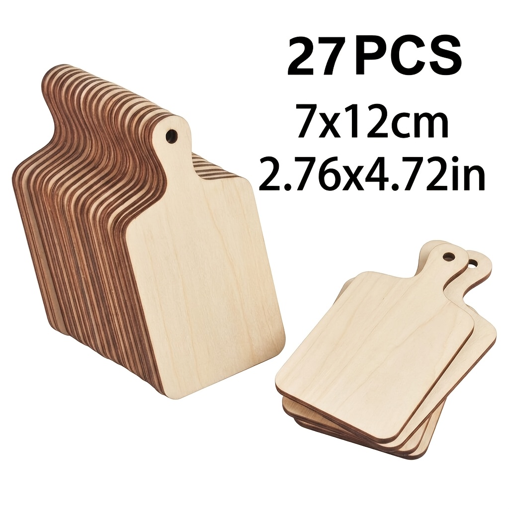 TEMU Ensemble de 27 disques artisanaux en bois de 12 cm/4,72 pouces avec poignées, palettes de cœur, découpés au laser, adaptés à la pyrogravure et