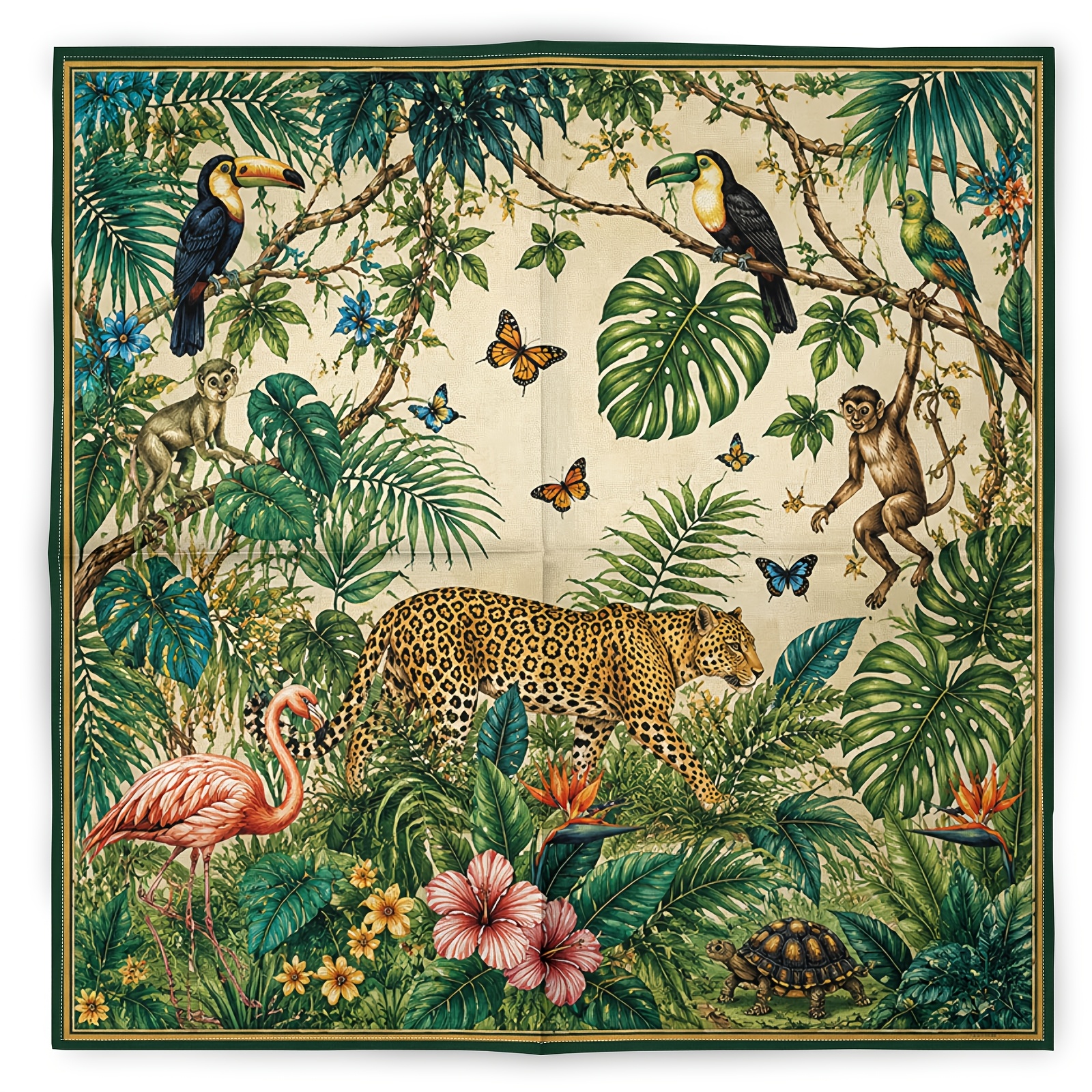 TEMU Animal Print Hip-hop Trendy Headscarf, Retro Fashion Scarf Neck Scarf, Sports Handkerchief Square Towel, Face Towel, Tropical Style Headwear
