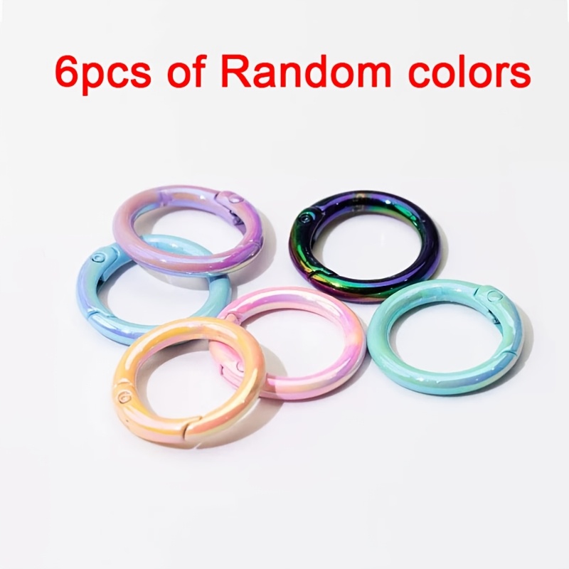 TEMU Juego de 6 piezas de llavero con O de 25 mm y , metálica que de color AB, color aleatorio, accesorios colgantes para bolsos de material metálico