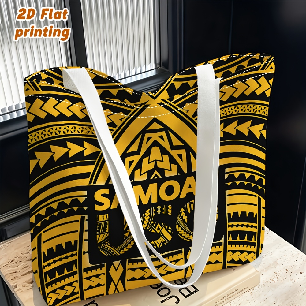 TEMU 1pc Samoan Pattern Print Women's Shoulder Bag, Crossbody Bag, Used As A Handbag/backpack, Reusable, Fine , Lightweight With Large Capacity,