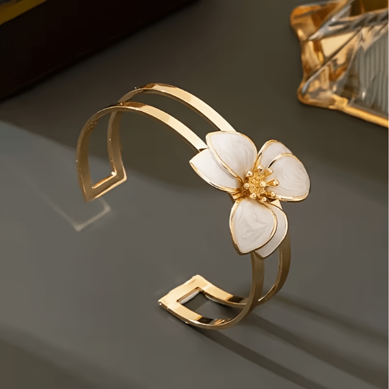 TEMU Women's Fashionable And Elegant Bracelet Additions With Handmade Oil And Adjustable Opening Bracelet, Suitable For Weddings, Daily Parties, And