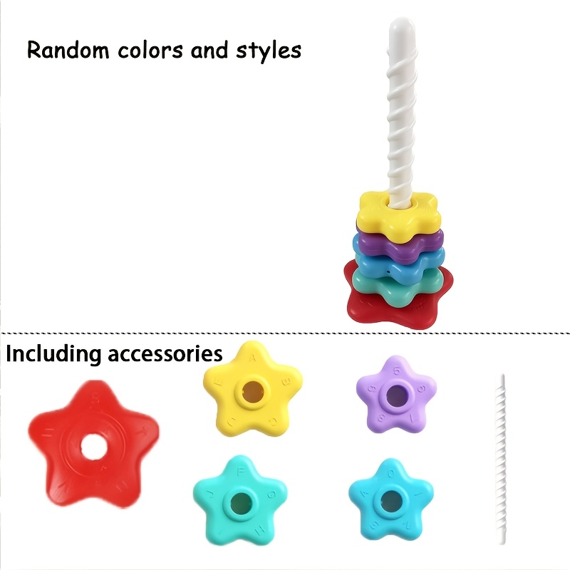 Image of 11.02 X Inches/6-layer Puzzle With Colors, Numbers, And Size Toy/interactive Toy/hand-eye Coordination Training/colorful Rotating Tower Toy, And Size Comparison, Stackable Rotating Puzzle