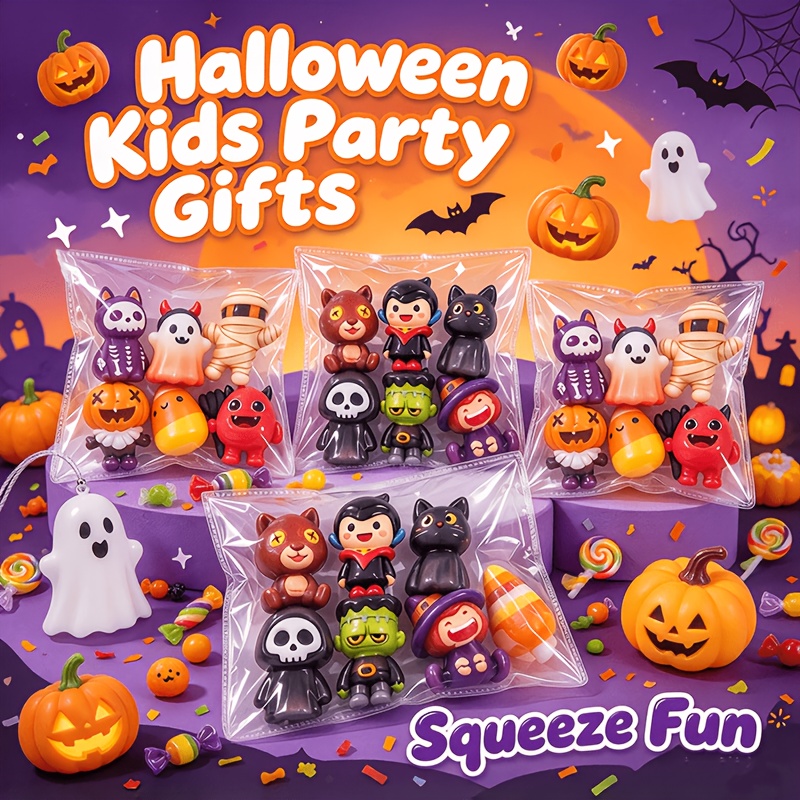 7/13-teiliges halloween  -spielzeug-partygeschenk, weich angenehm anzufassen, langsame rückstellung, verschiedene stile designs, zufällige farben,   für halloween-partys, als geschenk, als belohnung im klassenzimmer, ideales halloween-geschenk für kinder, kinder-partygeschenktüte