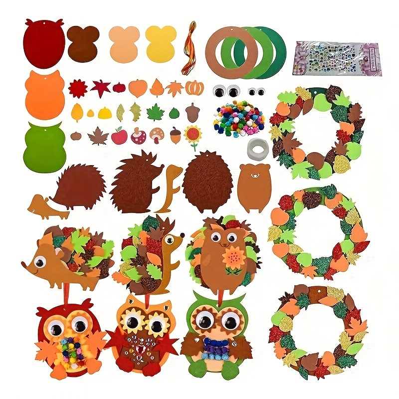 

Diy Felt Thanksgiving & Autumn Craft Kit - Pumpkin Decoration Set With Adhesive Back, No Electricity Needed